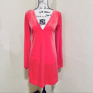 Free People Hot Pink Velvet Minidress